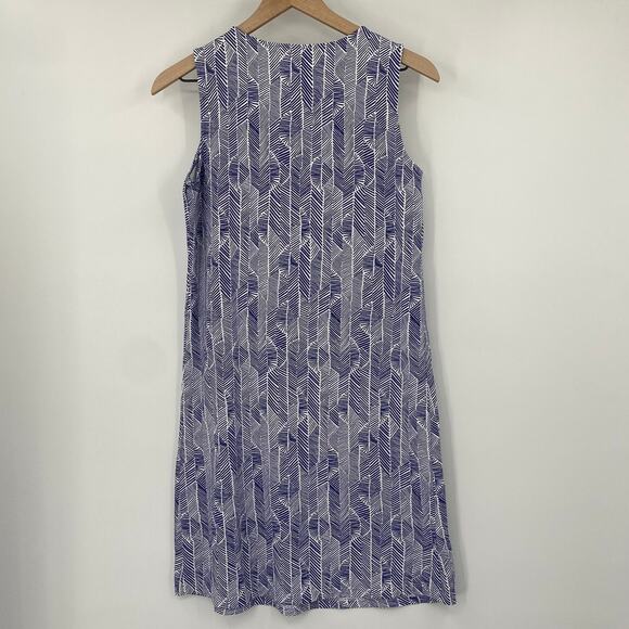 J Mclaughlin Ellison Mini Dress Catalina Cloth Jersey Knit Printed White Blue S - Picture 5 of 7